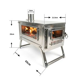 Poêle à bois autoportant pour tente avec cheminée - Product Image 1