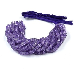 Cuentas cuadradas lisas de amatista natural de 4,5 mm, cuentas espaciadoras sueltas de amatista de 16 pulgadas para la fabricación de joyas y manualidades. - Product Image 6