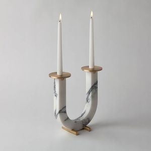 Trending White Marble Silver Metal Pillar <b>Candle</b> Stand Decorative Luxury Home Decor Holder - Product Image 6