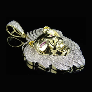 Colgante de Cabeza de León de Plata de Ley 925 con Moissanita VVS, Joyería Hip Hop Bling para Raperos, Colgante Bicolor Personalizado con Diseño de Animal para Hombres - Product Image 6