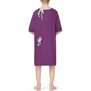 Bata quirúrgica transpirable y reutilizable para pacientes de hospital, uniforme quirúrgico con logotipo personalizado, tela tejida impresa, modelo OEM, unisex, con aguja - Product Image 2