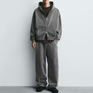 Ventes directes d'usine de haute qualité, sweat à capuche 100% coton, fermeture éclair intégrale, coupe ample, surdimensionné, style streetwear, pour hommes - Product Image 3