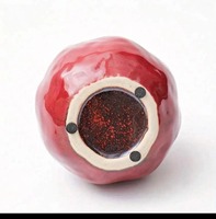 Ensemble de vases en céramique en forme de grenade, glaçure rouge et marron, décoration de table contemporaine, 4-8 pouces