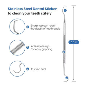 Professional Dental Tartar Scraper 100% Stainless Steel Double-Sided Hook & Angled Pick | <b>Precision</b> <b>Tool</b> for Teeth Plaque - Product Image 2