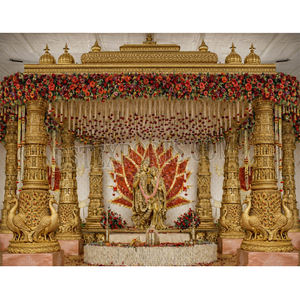 Mandapam Tradicional Kanyadanam para Bodas del Sur de la India, Mandapam Dorado de Alta Gama para Bodas, Decoración de Lujo para Bodas Tamil en EE. UU. - Product Image 1
