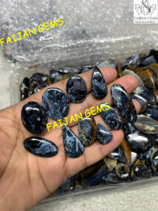 <b>Natural</b> Pietersite Cabochons Beautiful Blue <b>Crystal</b> Loose Oval Pear Shaped Beads for Jewelry Making Fancy Stones - Product Image 4