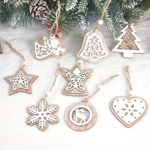 Wooden Angel Christmas Ornaments Handcrafted Traditional Decorations with <b>Leather</b> <b>String</b> - Product Image 4