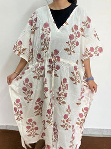Vestido Kaftan de Algodón Cómodo con Hermosos Estampados para Uso Casual y de Descanso - Product Image 4