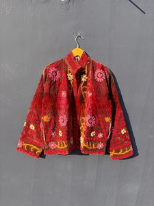 Premium Handcrafted Velvet <b>Jacket</b> for Women Traditional Rajasthani Embroidered Floral Patterns <b>Mandarin</b> <b>Collar</b> Short Coat Blazer - Product Image 5