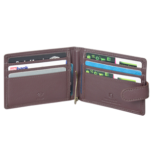 Luxury Dark Brown Genuine Leather <b>Mens</b> Money Clip <b>Wallet</b> Snap Closure Bifold Card Holder <b>RFID</b> Safe Compact Leather <b>Wallet</b> - Product Image 2