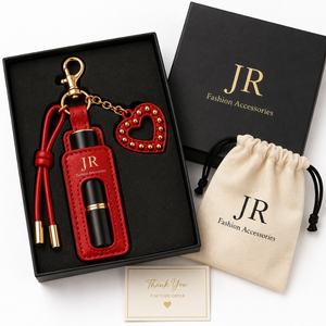 พวงกุญแจใส่ลิปบาล์มหนังแท้ JR Custom พร้อมจี้รูปหัวใจ สำหรับของขวัญองค์กร - Product Image 3