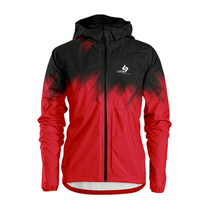 Chaqueta Cortavientos con Capucha para Hombre, Roja, Negra y Blanca, con Estampado por Sublimación, Resistente al Viento, Deportiva, con Cierre de Cremallera, para Otoño - Product Image 5