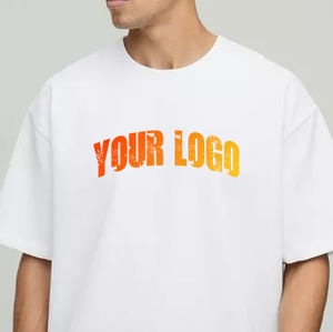 T-shirts pour hommes surdimensionnés à col rond, en tissu épais uni, de haute qualité, respirants - Product Image 3