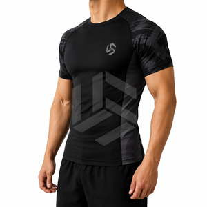 Camiseta de Compresión de Manga Corta de Neopreno Personalizada para Hombre |   Camiseta Deportiva Transpirable de Secado Rápido para Gimnasio |   Deportes de Entrenamiento de MMA y BJJ - Product Image 3