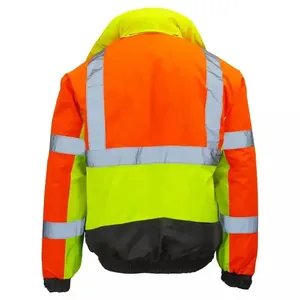 เสื้อแจ็คเก็ตนิรภัยสะท้อนแสงสำหรับคนงานก่อสร้าง  แบบกำหนดเองได้  สำหรับช่างเครื่อง  ชุดทำงานนิรภัยแบบมองเห็นได้ชัดเจน - Product Image 3