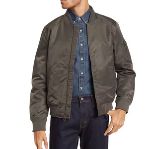 Blouson bomber vert olive pour homme, col montant, fermeture éclair, vêtement d'extérieur décontracté en polyester, coupe classique, idéal pour l'automne - Product Image 2
