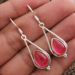 Boucles d'oreilles pendantes en jade rose naturel, argent sterling 925, bijoux de qualité AAA pour femmes, cadeau pour fête et anniversaire, pierre précieuse certifiée - Product Image 2