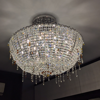 Lustre en cristal français décoratif de luxe, lampe de plafond moderne simple pour salon et chambre à coucher