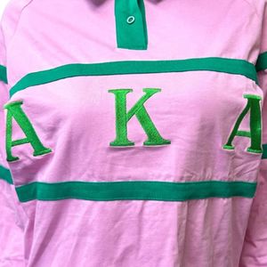 Pink Green Rugby <b>Shirt</b> <b>Women</b> <b>Long</b> <b>Sleeve</b> <b>Polo</b> Style Jersey Casual Sports Top Fashion Streetwear Apparel Stylish Ladies Wholesale - Product Image 2
