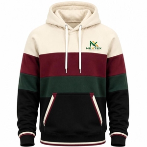 Sweat à capuche d'hiver personnalisé à blocs de couleur unisexe streetwear décontracté en polaire oversize avec strass OEM Marque privée - Product Image 1