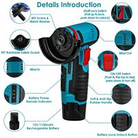 Mini-meuleuse d'angle sans fil 12V, 7 disques, 2 batteries 1100mAh, outil de polissage