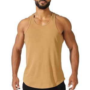 High Quality <b>Mens</b> Gym <b>Singlet</b> Cotton Stringer Tank Top Breathable Quick Dry Fitness Bodybuilding Training Sports Wear OEM Custom - Product Image 1