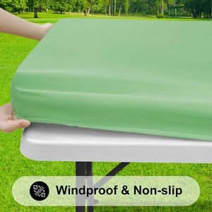 Tovaglia Rettangolare Pieghevole 6ft con Elastico, Rivestimento in Vinile Impermeabile e Lavabile con Retro in Flanella - Product Image 1