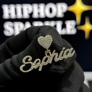 Custom Sophia <b>Name</b> Pendant Heart Bail 925 Sterling <b>Silver</b> VVS Moissanite Gold Plated Hip Hop Unisex <b>Necklace</b> Charm - Product Image 5