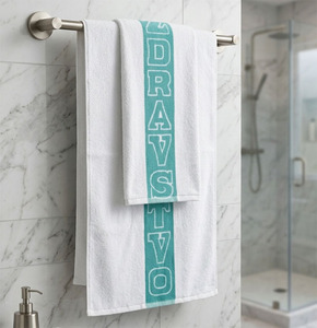 Customized Logo Hospital <b>Towel</b> 100% Cotton Yarn Dyed Disposable Jacquard Stripe Quick-Dry Antimicrobial Eco-Friendly Soft <b>Towel</b> - Product Image 1
