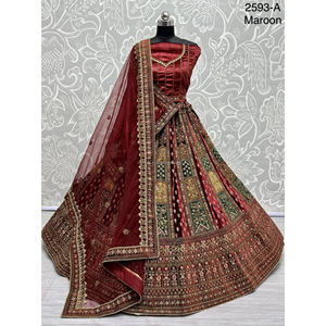 Collections de velours de vêtements de mariée indiens pour la mariée avec le travail de Zarkhan par Fabzone - Product Image 1