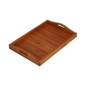 Plateau de service rectangulaire en bambou finition naturelle, couleur unie, design minimaliste, durable, pour servir les aliments dans le salon - Product Image 3