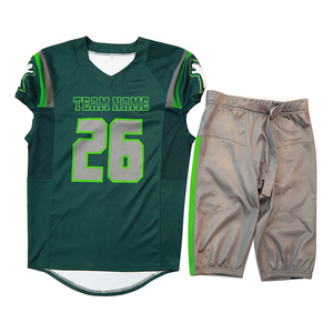 Ensemble maillot et short de football américain personnalisé vert-gris col en V anti-humidité unisexe adulte grande taille - Product Image 1