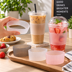 EcoRev ECO41 Biodegradable Compostable <b>Corrugated</b> <b>Paper</b> Coffee Cup Sleeves Digital Printing Leaf Design Eco-Friendly Hot Drink - Product Image 3