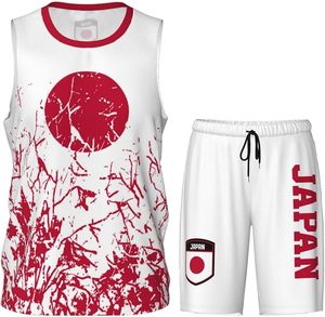 Japan Flag Grain Basketball Jersey Uniform Suit for Men Adults Training <b>Athletic</b> Set - Product Image 4
