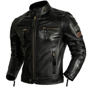 Chaqueta con Capucha de Cuero Genuino para Hombre de Alta Calidad, con Cremallera Frontal Completa, Impermeable y Resistente al Viento, con Bolsillos Laterales, Ropa de Calle - Product Image 4