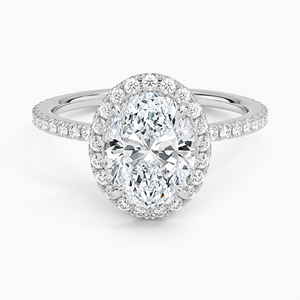 Bague de fiançailles de luxe en or blanc 14 carats avec halo solitaire, taille ovale, certifiée IGI, 2,00 carats, clarté VS1, couleur F, cultivée en laboratoire - Product Image 1