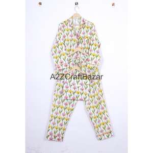 Conjunto de Pijamas de Algodón 100% para Mujer, Diseño Floral, Cintura Elástica, Mangas Largas, Tejido de Punto, Transpirable y Suave, Venta al Por Mayor - Product Image 5