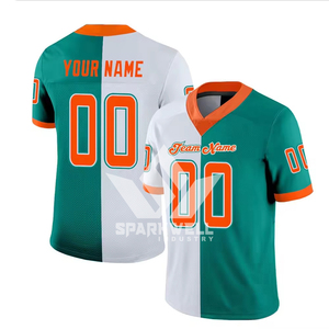 เสื้อฟุตบอลอเมริกันแบบซับลิเมชั่นสั่งทำพิเศษ สีดำทอง คอวี แขนสั้น ผ้าตาข่ายระบายอากาศ ชื่อทีม หมายเลข 00 สำหรับผู้ชาย - Product Image 4