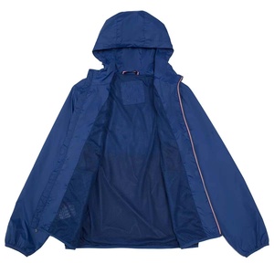 Veste coupe-vent imperméable personnalisée de haute qualité en polyester à capuche avec fermeture éclair contrastée, décontractée, pour l'extérieur, grande taille, pour hommes - Product Image 4