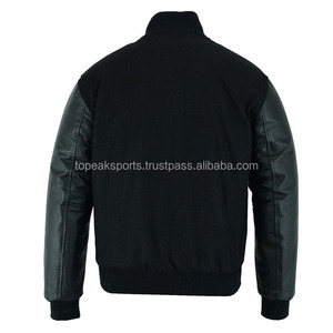 Blouson universitaire 2026 OEM très demandé, noir, en laine et cuir, pour homme, haute qualité, faible MOQ, blousons d'hiver chauffants - Product Image 2