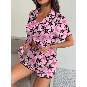 Open Front Cardigan Women Night Suit Short Sleeve Kimono Style Shorts Set Tie <b>Belt</b> for sale - Product Image 5