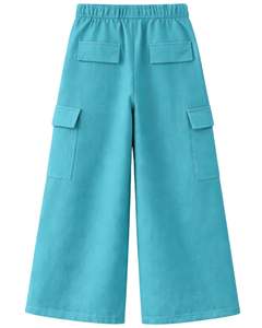 Pantalon cargo ample en molleton bleu turquoise pour femme, taille élastique, coupe décontractée, streetwear confortable pour l'hiver - Product Image 2