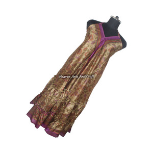 Nuevo Vestido Bohemio de Tela de Seda Sari Vintage Indio para Mujer, Compra en Línea al por Mayor, Precio al por Mayor, Colores Variados, Talla Única, Largo - Product Image 3