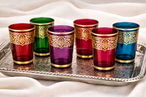 Verres à thé marocains, design floral arabe, ensemble de 6 tasses à thé marocaines - Product Image 2