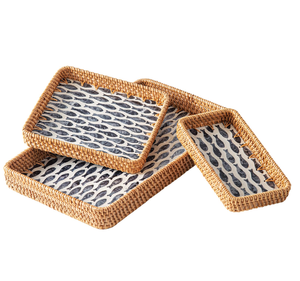 Plateau en rotin et nacre de haute qualité, écologique, pour la décoration de la maison, organiseur de rangement, plateau de service en rotin et nacre - Product Image 5