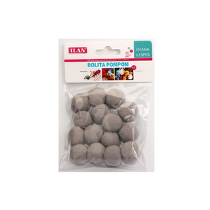 Ilan Bolita Pompon 2.5Cm Gris Decoraciones Artesanales Para Proyectos DIY - Product Image 1