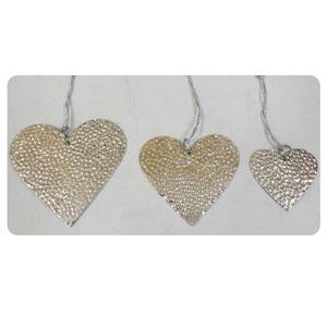 Adornos Colgantes de Corazón Hechos a Mano, Metálicos Texturizados, Ecológicos, en Plata, Cobre y Oro, Guirnaldas Decorativas de Corazones para Bodas - Product Image 6
