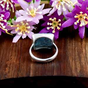 925 Sterling Silver Blue Copper Turquoise Handmade Silver Ring Radiant Gemstone Jewelry Statement Wedding <b>Gift</b> Ring <b>For</b> <b>Her</b> - Product Image 4