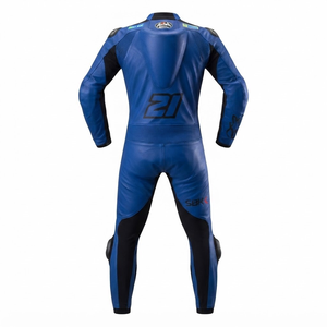Combinaison de course professionnelle sur mesure pour homme en cuir de vachette/crocodile avec protection de niveau 2 - Product Image 2