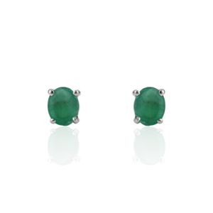 Stunning Trendy S925 Silver Oval Shape Natural <b>Emerald</b> May Birthstone Minimalist <b>Stud</b> Earrings For Women Everyday Wear - Product Image 1